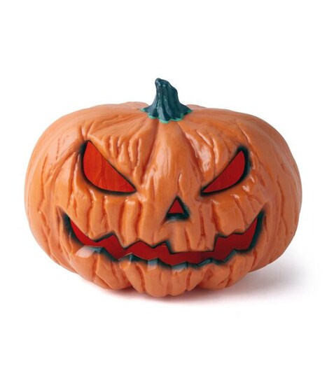 RCHOme; 12" Orange LED Light-Up Jack-O'-Lantern Pumpkin – Outdoor Halloween Decor; Category:Decor Pumpkins; Image:1